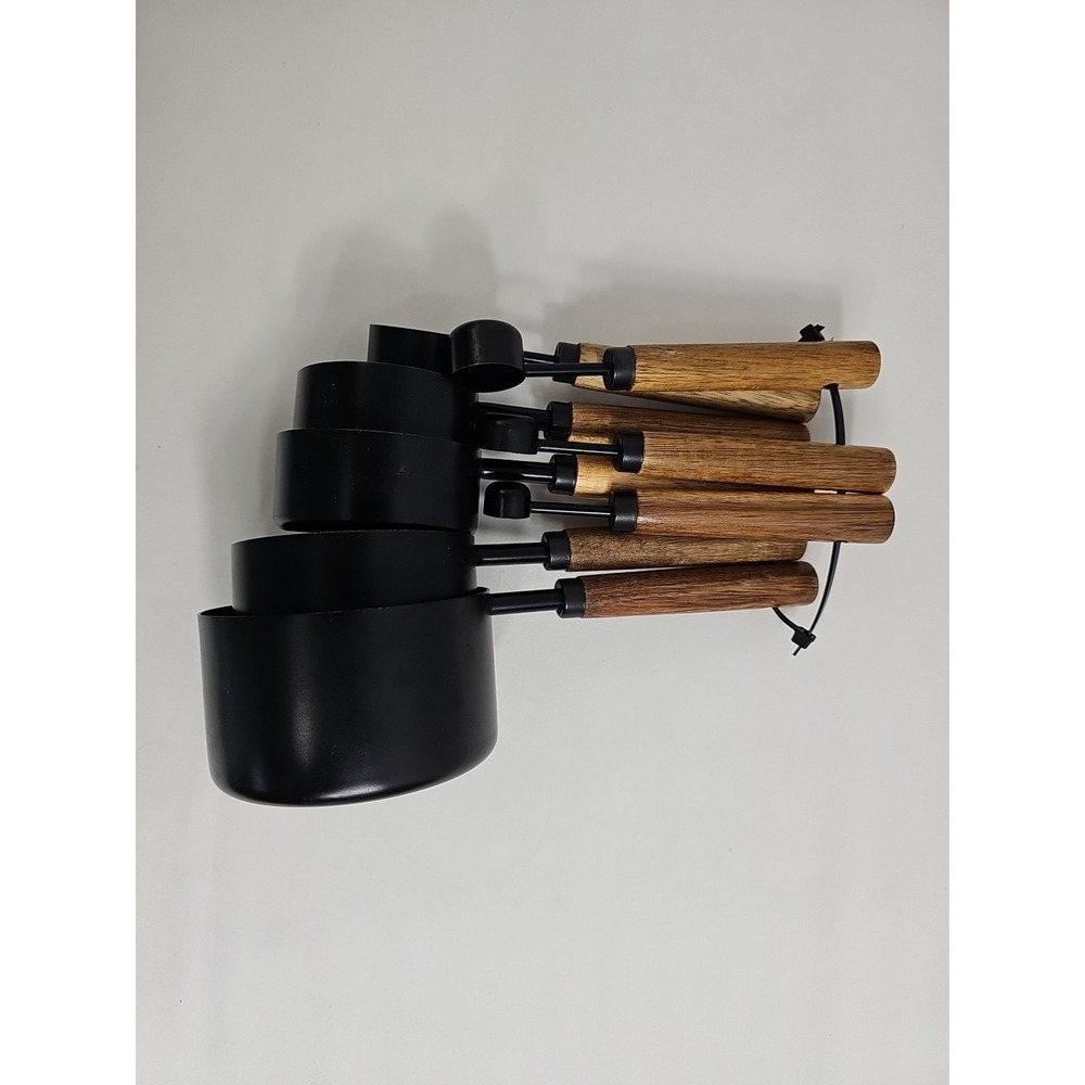 Metal and Wood Measuring Cups Set Of 8 - 1 Cup To 1/4 Tablespoon EUC - Picture 6 of 8